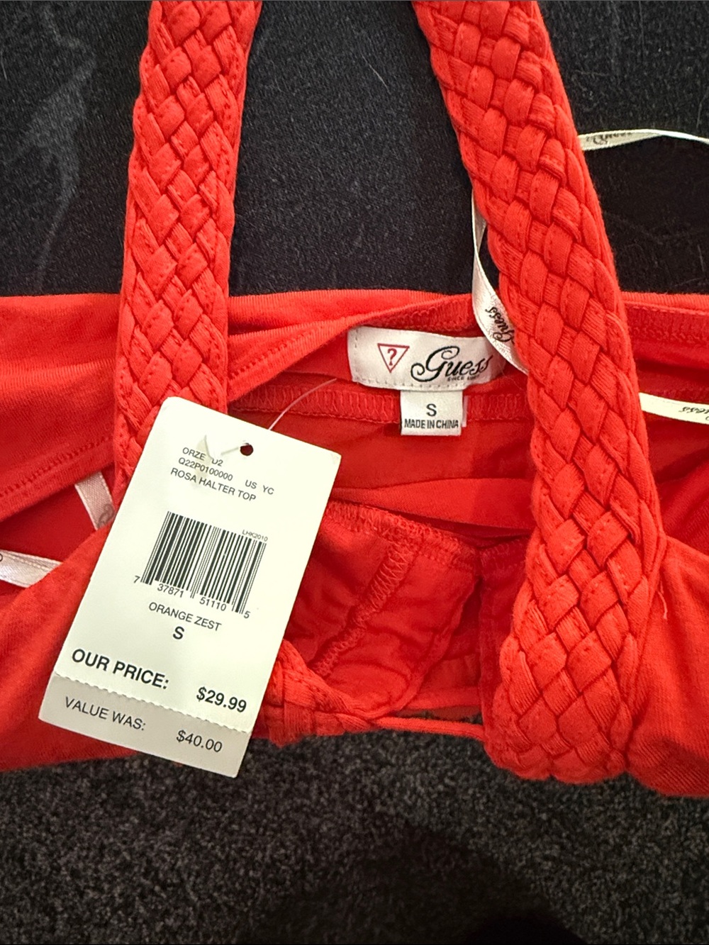 Guess Orange Zest Braided Halter Top - Picture 2 of 5
